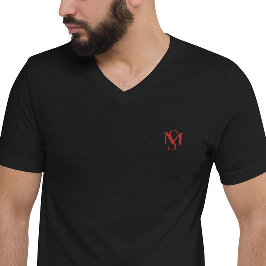 MS Red Unisex Short Sleeve V-Neck T-Shirt