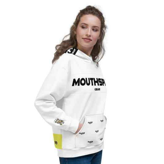 White Mouth Split Block Tag Unisex Hoodie